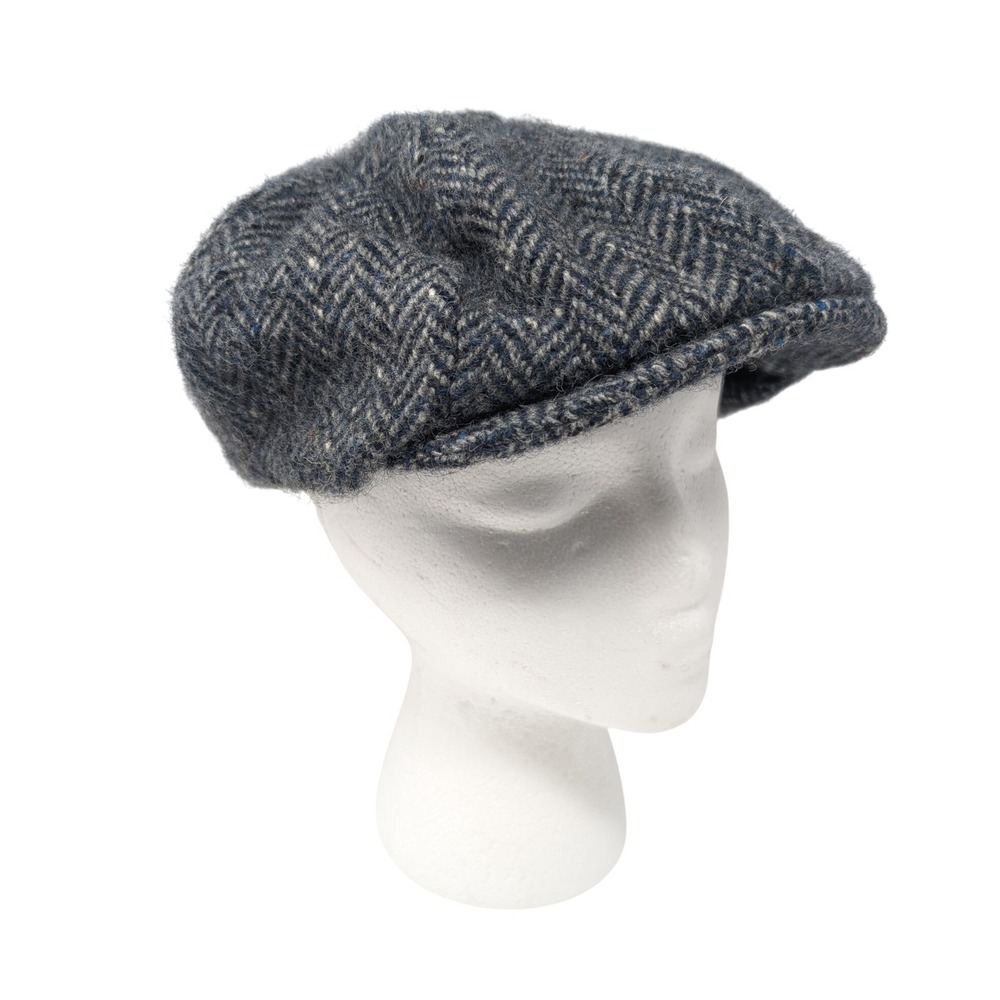 Hanna Hats Donegal Tweed Herringbone Wool Newsboy Flat Cap Gray Large Ireland